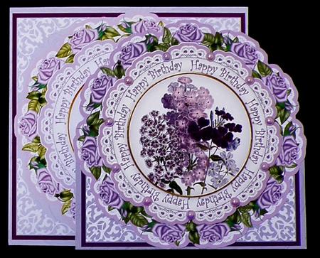 Lilac Bouquet Happy Birthday 3D Picture Doily C & E Kit by Suzi Cooper