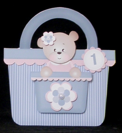 Teddy Handbag Card Blue by Suzi Cooper