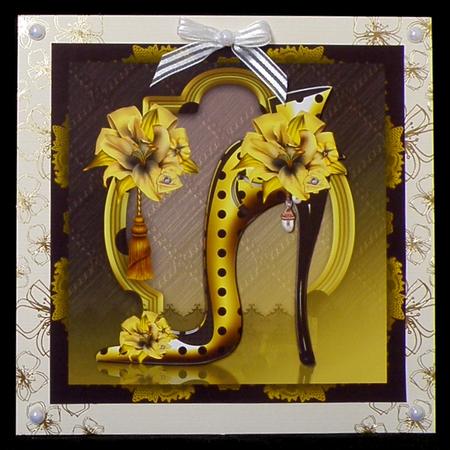 Beautiful Lady Shoes with Yellow Lily Card Front by Suzi Cooper
