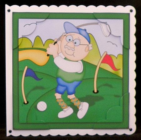 8 x 8 Bert Plays Golf Scalloped Corner Topper by Suzi Cooper