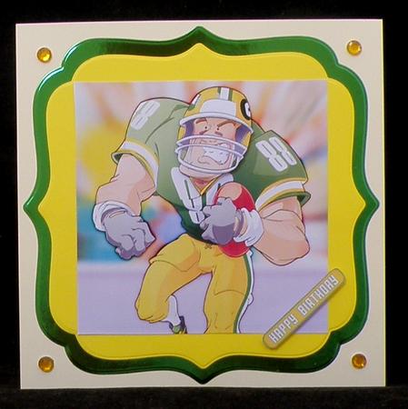 American Football Dude (green and Yellow) 8x8 Quick Card by Suzi Cooper