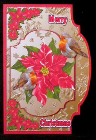 Poinsettias and Cute Red Robins Topper & Card by Suzi Cooper