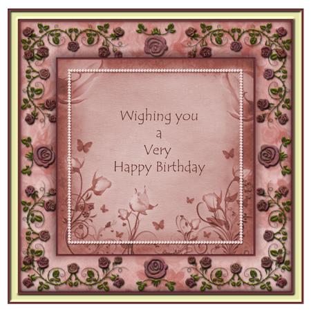 Birthday Pink Roses 7x7ins Blank Insert by Suzi Cooper