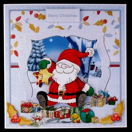 Santa Has a Gold Star 7x7 Card with Decoupage by Suzi Cooper