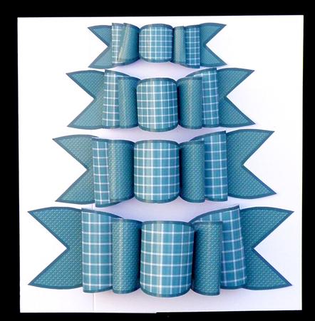4 Triple Bows Mini Kit - Teal Checked Pattern by Suzi Cooper