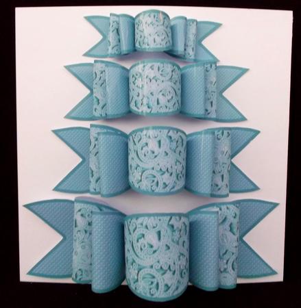 4 Triple Bows Mini Kit - Blue Scrolls and Flowers by Suzi Cooper
