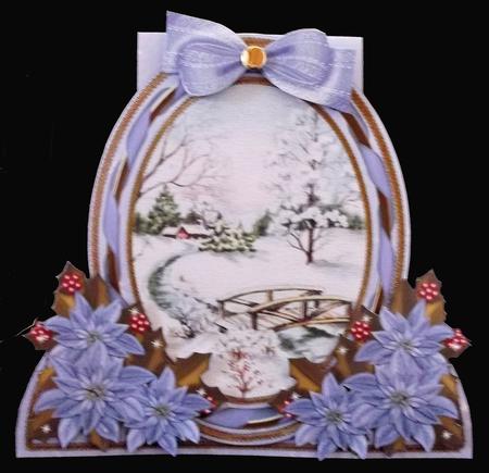 Blue Snowscene Special Large Oval Card Mini Kit by Suzi Cooper