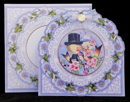 Love Ducks Blue 1st Anniversary 3D Picture Doily C & E Kit by Suzi Cooper