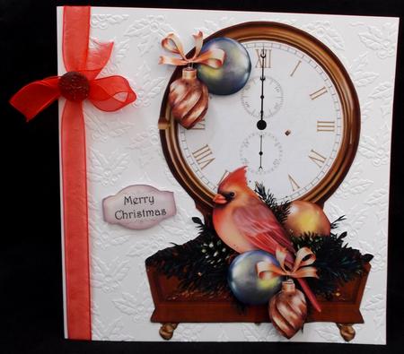 Vintage Clock Shaped Christmas Topper - Cardinal by Suzi Cooper