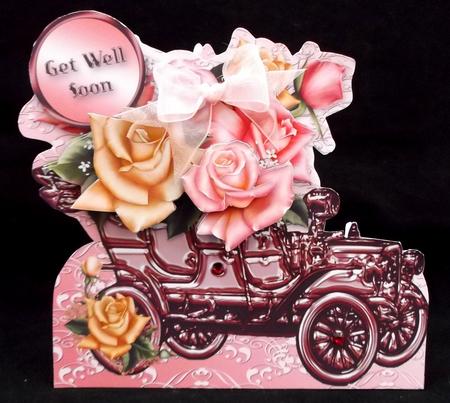 Vintage Car with Edwardian Roses Card Mini Kit by Suzi Cooper