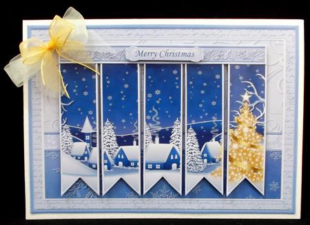 White Christmas Ribbon Strips Quick Card by Suzi Cooper