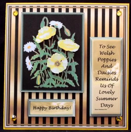 6 x 6 Welsh Poppies & Daisies - Decoupage Card Topper by Suzi Cooper