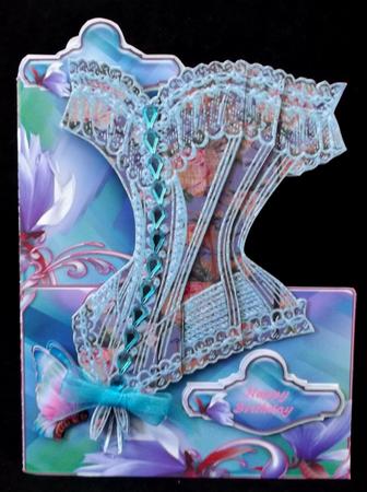French Corset Minikit - Blue Shabby Chic Corset with Lilies by Suzi Cooper