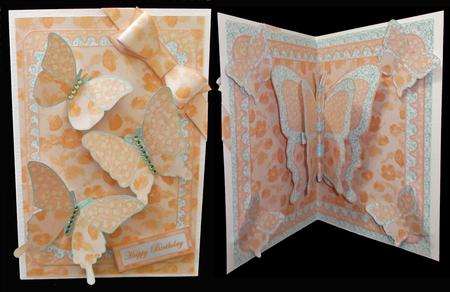 Double Pop-out Butterfly - Peach and Mint by Suzi Cooper