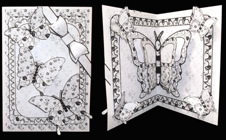 Double Pop-out Butterfly - Black and White by Suzi Cooper