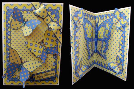 Double Pop-out Butterfly - Blue & Yellow Polka Dots by Suzi Cooper