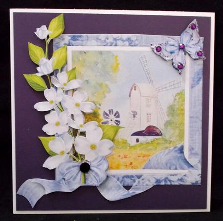 Windmill and Butterflies Decoupage Topper by Suzi Cooper