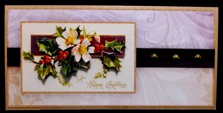 Festive Flowers Dl Card with Decoupage and Insert by Suzi Cooper