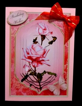 Pink Roses Fancy Pyramid Card by Suzi Cooper