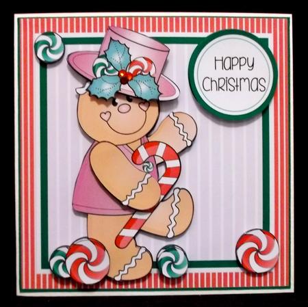Ginger with Candy Cane Christmas Topper by Suzi Cooper