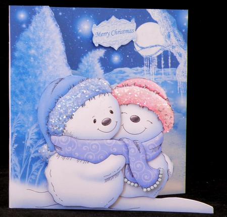 Snowman Hugs Christmas Shaped Card Kit & Decoupage by Suzi Cooper