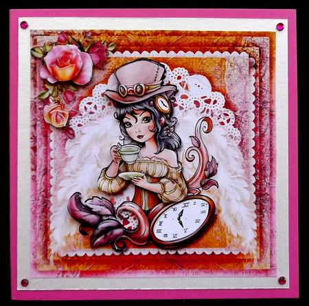 7 x 7 Card Topper and Insert Feathers Steampunk by Suzi Cooper