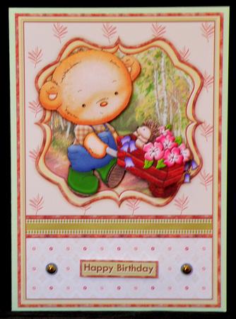 Flower Barrow Ted Card Topper & Decoupage by Suzi Cooper