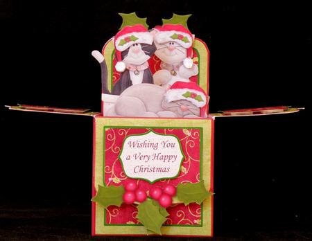Christmas Cats Pop Up Box Card 7.5" by Suzi Cooper