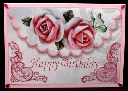 Pretty Pink Roses on Scalloped Envelope A4 by Suzi Cooper