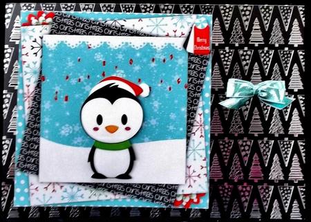 7.5 x 7.5 Card Topper Penguin by Suzi Cooper