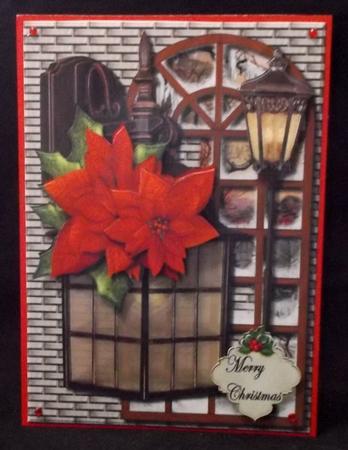 Christmas Vintage Lantern & Poinsettias by Suzi Cooper