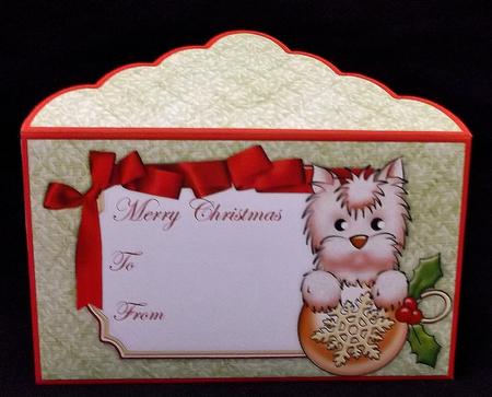 Christmas Money Wallet Westie with Bauble by Suzi Cooper