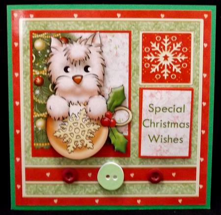 Christmas Westie with Bauble Card Topper & Decoupage by Suzi Cooper