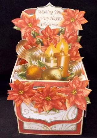 Christmas Baubles & Poinsettia Pop Up Box Card 7.5" by Suzi Cooper