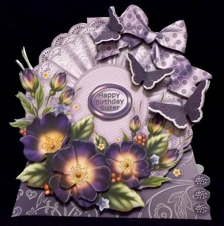 Shaped Triangular Base Purple Flowers & Butterflies Mini Kit by Suzi Cooper