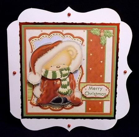 Christmas Snuggle Bear Topper and Decoupage by Suzi Cooper