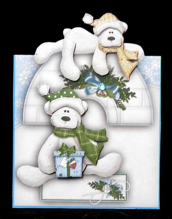 Polar Bear Fun Christmas Over the Edge Card and Decoupage by Suzi Cooper