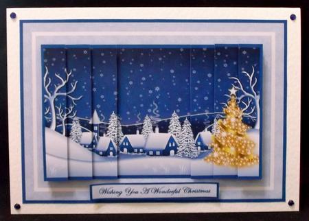 Christmas Winter Scene in Blues Side Stacker Decoupage by Suzi Cooper