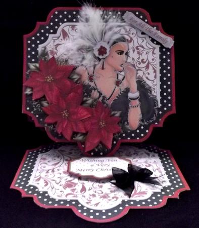 Christmas Art Deco Lady Large Easel Card Kit 7.5" by Suzi Cooper