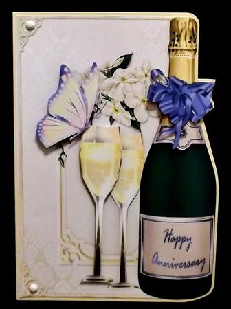Wine Bottle Over the Edge Card - Lavender by Suzi Cooper