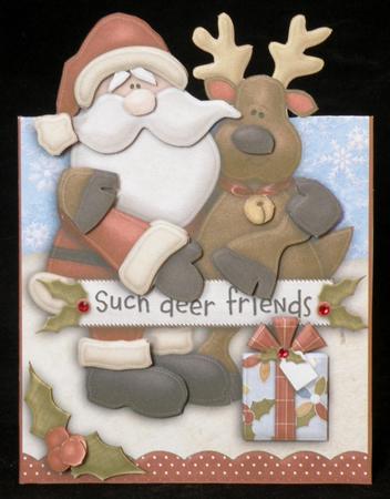 Deer Friends Christmas Over the Edge Card by Suzi Cooper