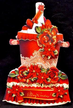 Beautiful Christmas Champagne Bottle with Poinsettias and Ro by Suzi Cooper