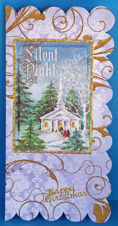 Christmas Blue Silent Night Scallop Edge Dl Card by Suzi Cooper