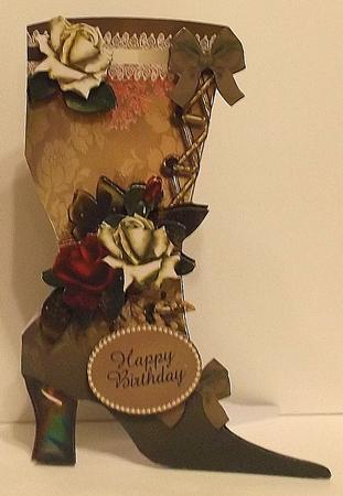 Vintage Green Ladies Boot Plus Gift Card by Suzi Cooper
