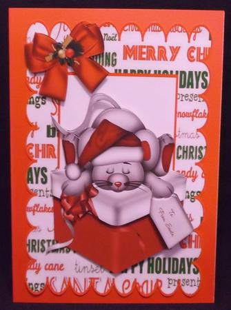 Sleepy Mouse in Santa Hat, on a Present by Suzi Cooper