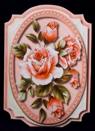 Print, Cut,and Fol, Stunning Pink Roses in a Stitched Frame by Suzi Cooper