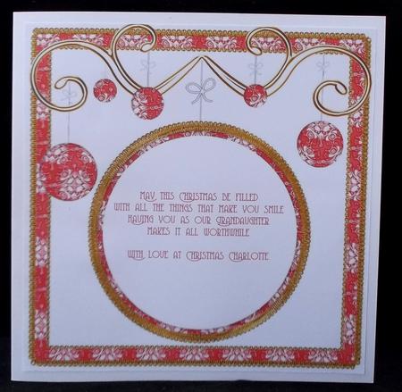 Red Diddy Flakes Christmas Bauble 8in Insert Panel by Suzi Cooper