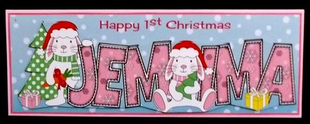 First Christmas Bunny Rabbits Jemima Large Dl by Suzi Cooper