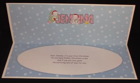 First Christmas Bunny Rabbits Jemima Large Dl Blank Insert by Suzi Cooper