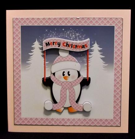 Merry Christmas Penguin Card Topper by Suzi Cooper